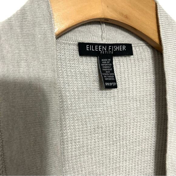 Eileen Fisher Grey Open Cardigan Long Sweater Organic Cotton Old Money Silk S-p - Picture 6 of 9